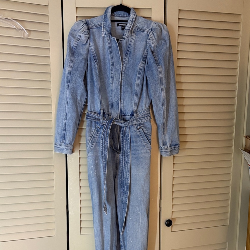 Express Light Blue Denim jumpsuit